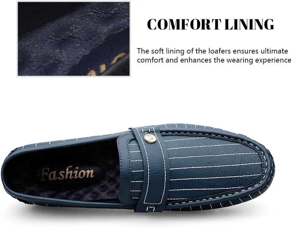 Succttssful Men's Leather Flat Loafers for Driving - Fashion Boat Shoes Slip On Walking Boat Shoes Casual Shoes for Travelling