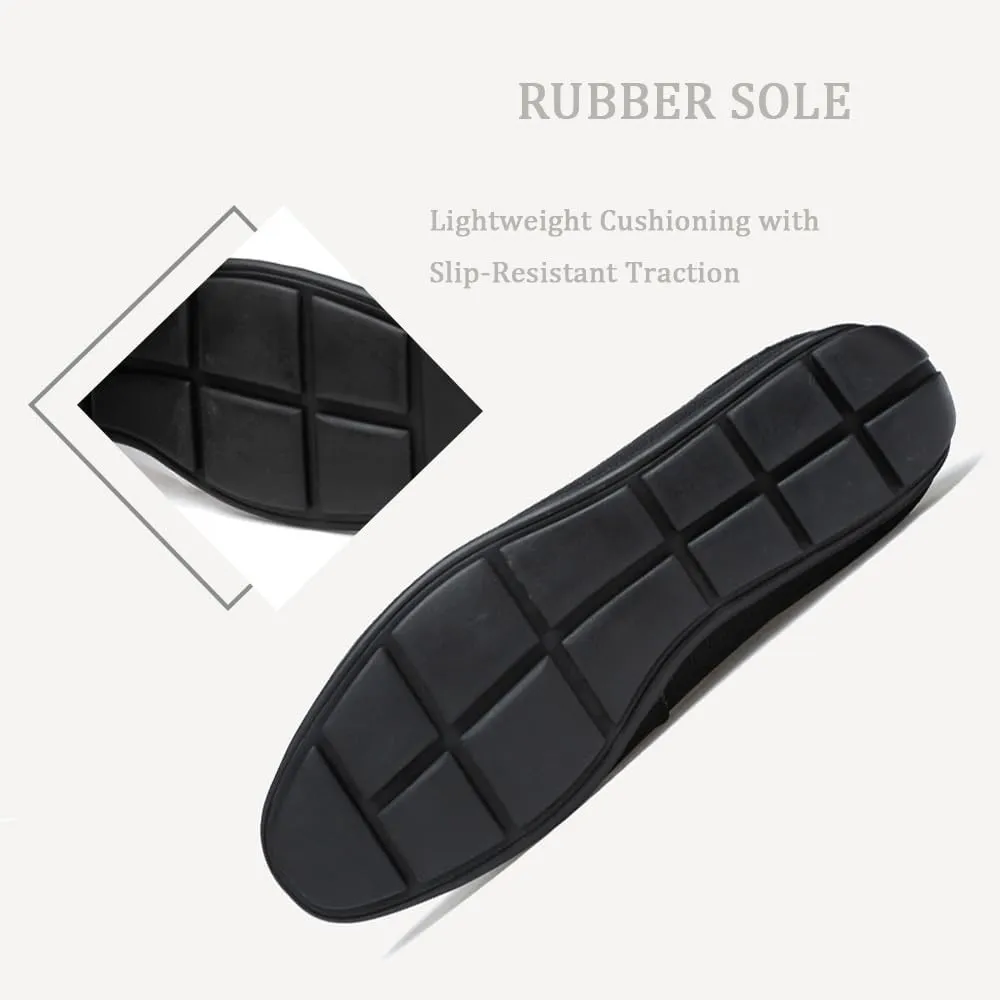 Succttssful Men's Leather Flat Loafers for Driving - Fashion Boat Shoes Slip On Walking Boat Shoes Casual Shoes for Travelling