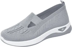 Summer Loafers for Women Woven Orthopedic Breathable Soft Shoes Lightweight Comfortable Mesh Trainers Soft Sole Arch Support Walking Shoes Ladies Air Cushion Athletic Shoes