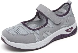 Summer Walking Shoes Women Non-Slip Adjustable Breathable Wedges Slip-On Sneaker Casual Nursing Orthotic Lightweight Shoes Fashion Arch Support Closed Toe Shoe