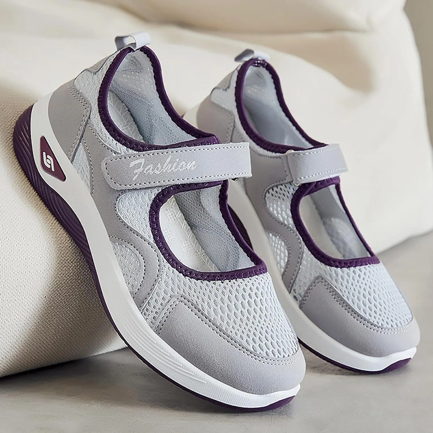 Summer Walking Shoes Women Non-Slip Adjustable Breathable Wedges Slip-On Sneaker Casual Nursing Orthotic Lightweight Shoes Fashion Arch Support Closed Toe Shoe