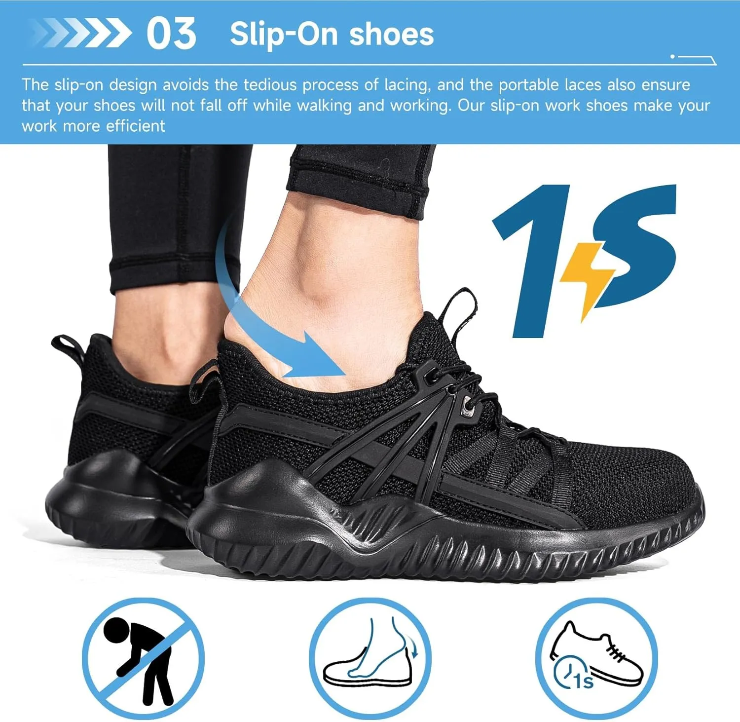 Tinefiy Steel Toe Shoes for Women Lightweight Comfortable Slip Resistant Safety Work Sneakers Composite Toe Indestructible Shoe