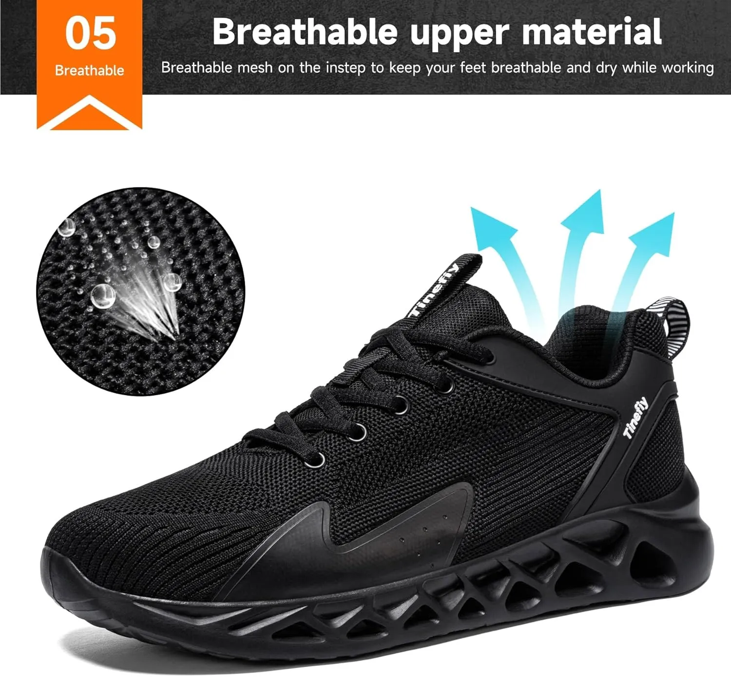 Tinefiy Steel Toe Shoes for Women Lightweight Comfortable Slip Resistant Safety Work Sneakers Composite Toe Indestructible Shoe