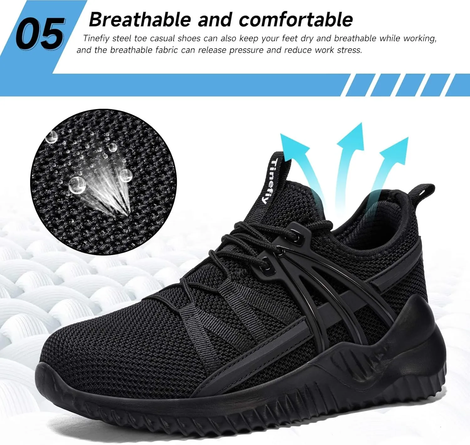 Tinefiy Steel Toe Shoes for Women Lightweight Comfortable Slip Resistant Safety Work Sneakers Composite Toe Indestructible Shoe