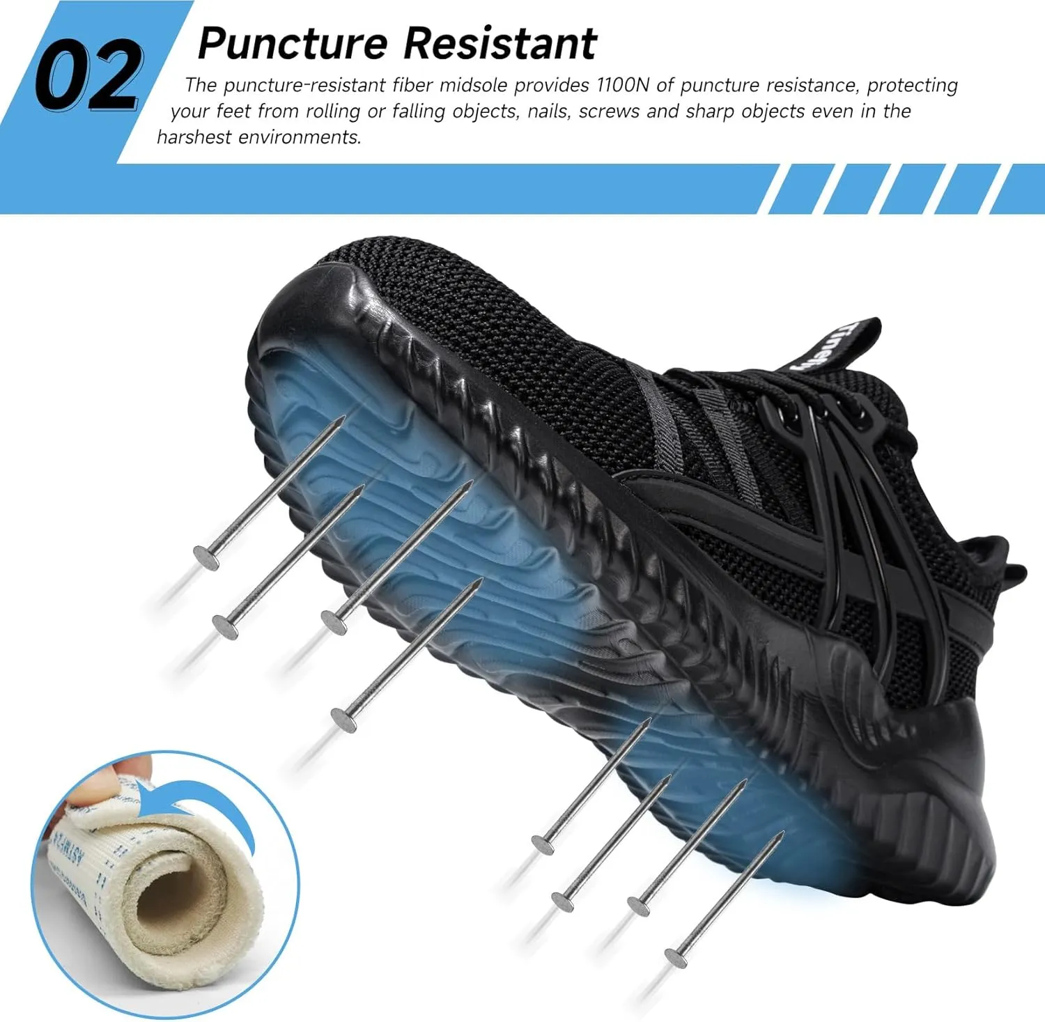 Tinefiy Steel Toe Shoes for Women Lightweight Comfortable Slip Resistant Safety Work Sneakers Composite Toe Indestructible Shoe