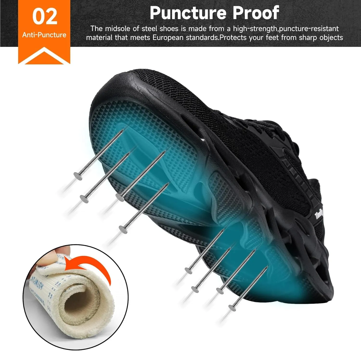 Tinefiy Steel Toe Shoes for Women Lightweight Comfortable Slip Resistant Safety Work Sneakers Composite Toe Indestructible Shoe
