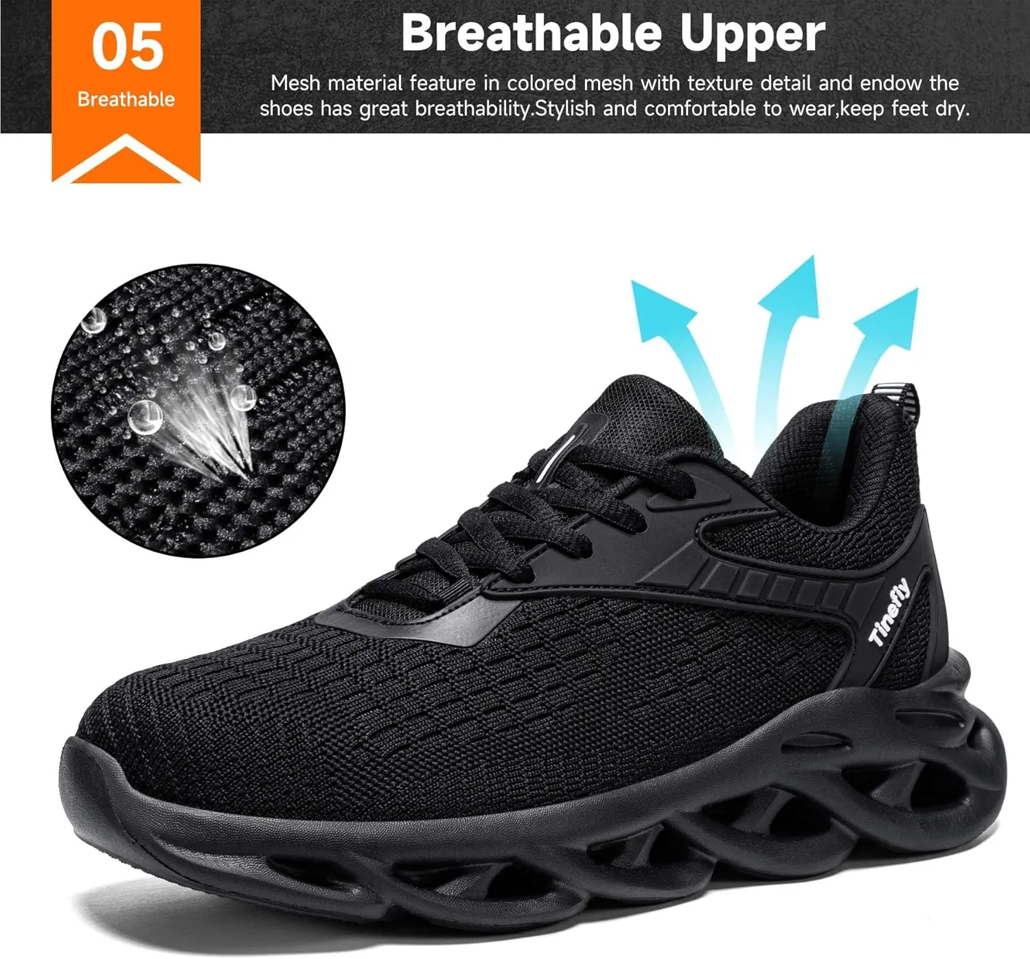 Tinefiy Steel Toe Shoes for Women Lightweight Comfortable Slip Resistant Safety Work Sneakers Composite Toe Indestructible Shoe