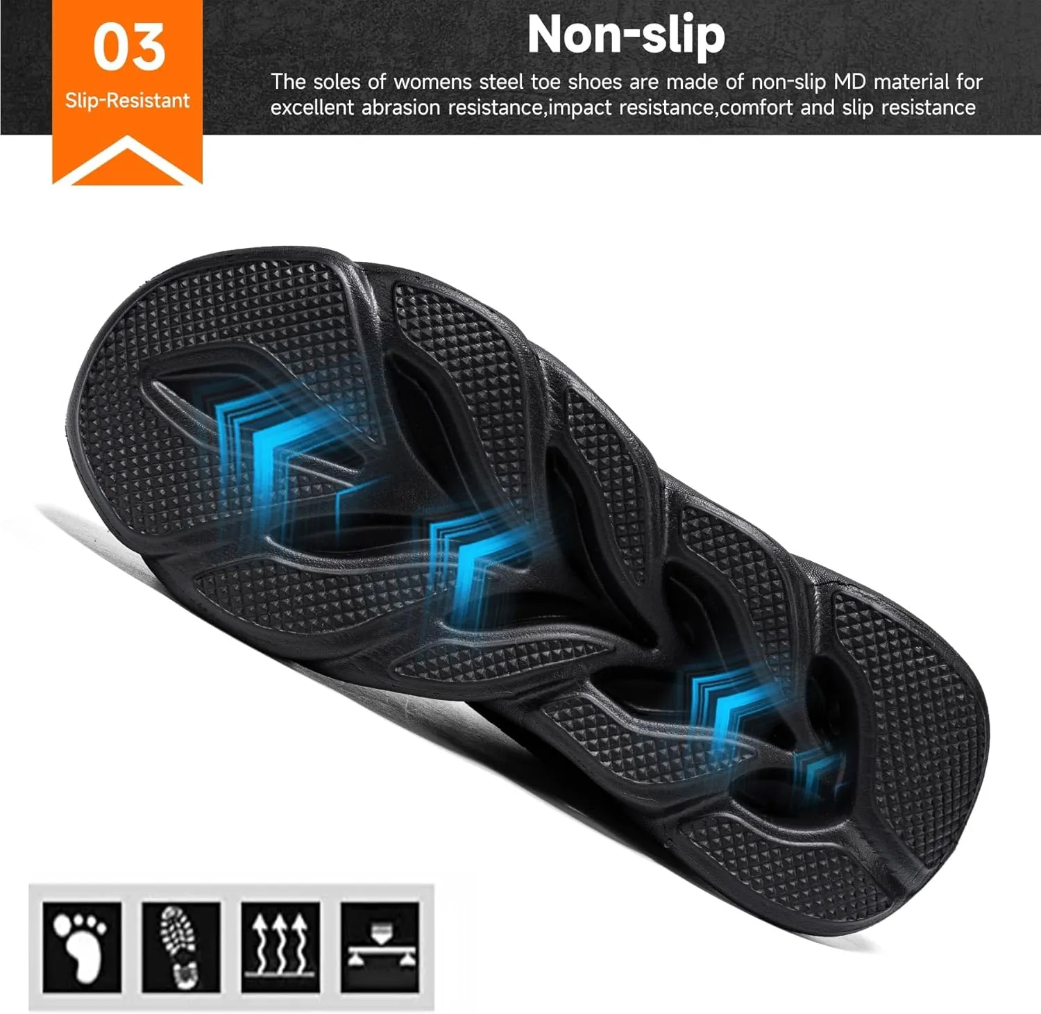 Tinefiy Steel Toe Shoes for Women Lightweight Comfortable Slip Resistant Safety Work Sneakers Composite Toe Indestructible Shoe