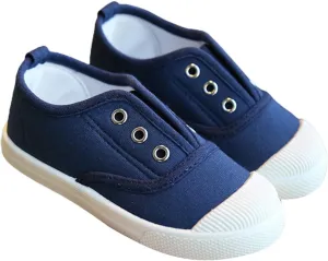 Toddler Girls Boys T-Strap Canvas Sneakers Classical Comfortable Cotton Flat Non-Slip Casual Walking Lace-Up Slip Shoes