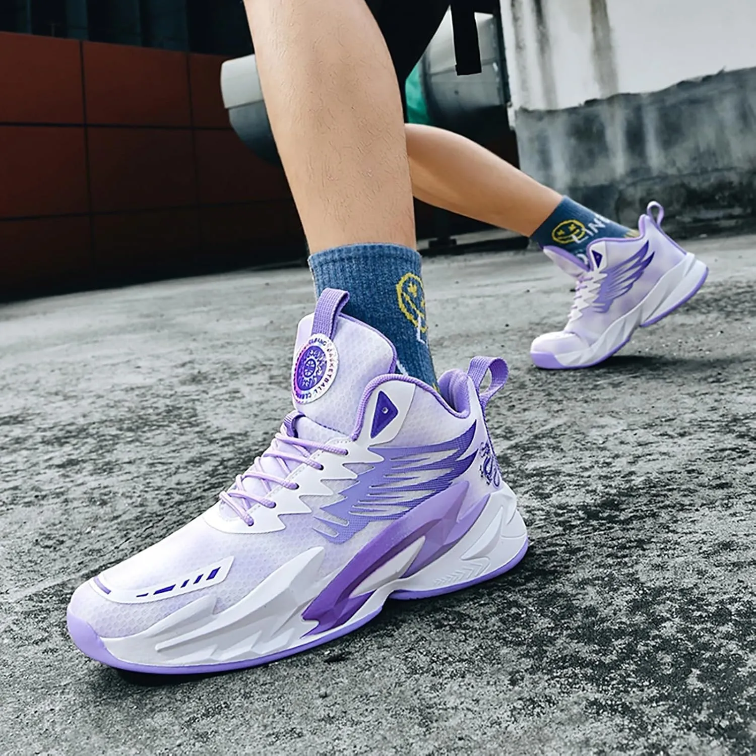 Unisex Basketball Shoes Anti Slip Wear-Resistant Breathable Fashionable Rubber Sole Training Boots