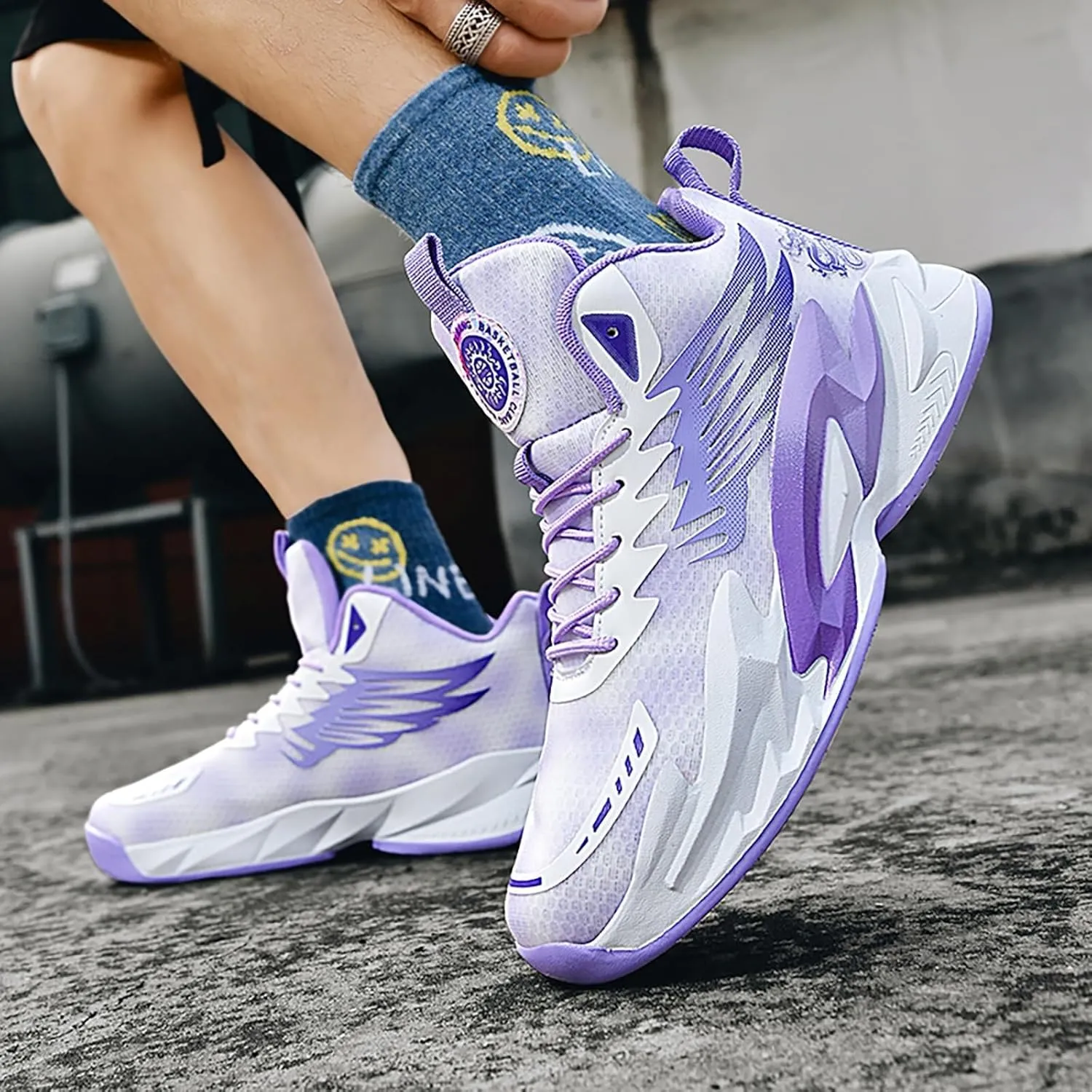 Unisex Basketball Shoes Anti Slip Wear-Resistant Breathable Fashionable Rubber Sole Training Boots