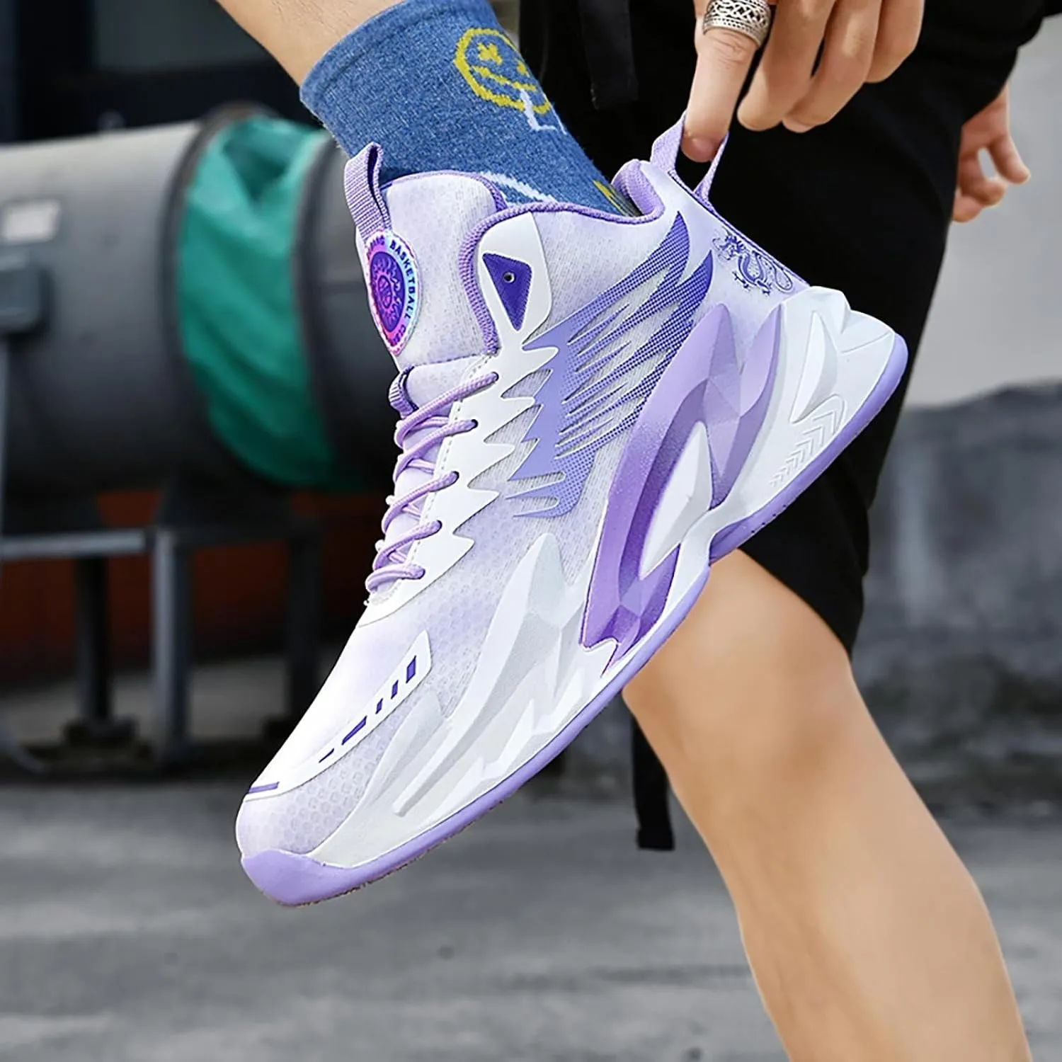 Unisex Basketball Shoes Anti Slip Wear-Resistant Breathable Fashionable Rubber Sole Training Boots