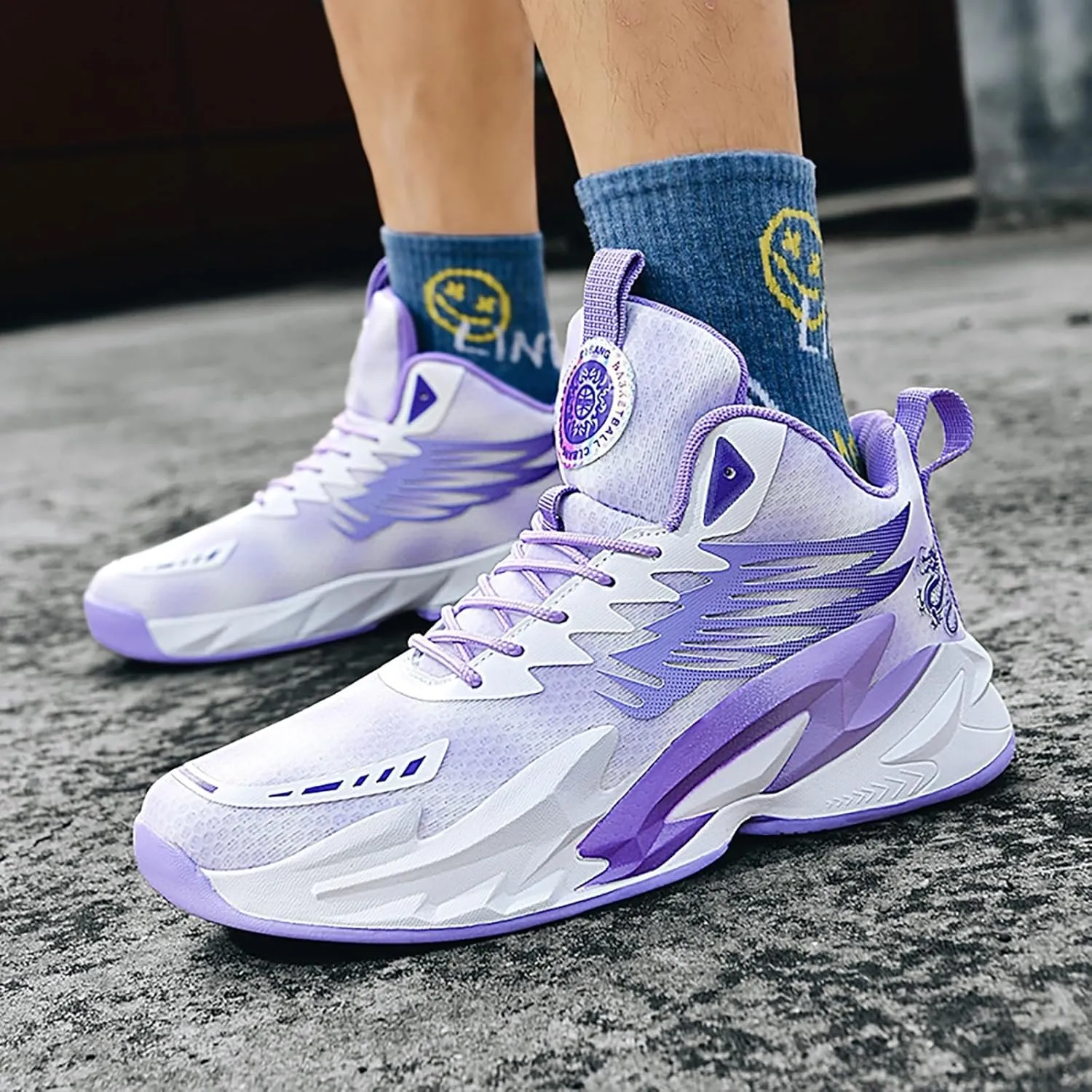 Unisex Basketball Shoes Anti Slip Wear-Resistant Breathable Fashionable Rubber Sole Training Boots