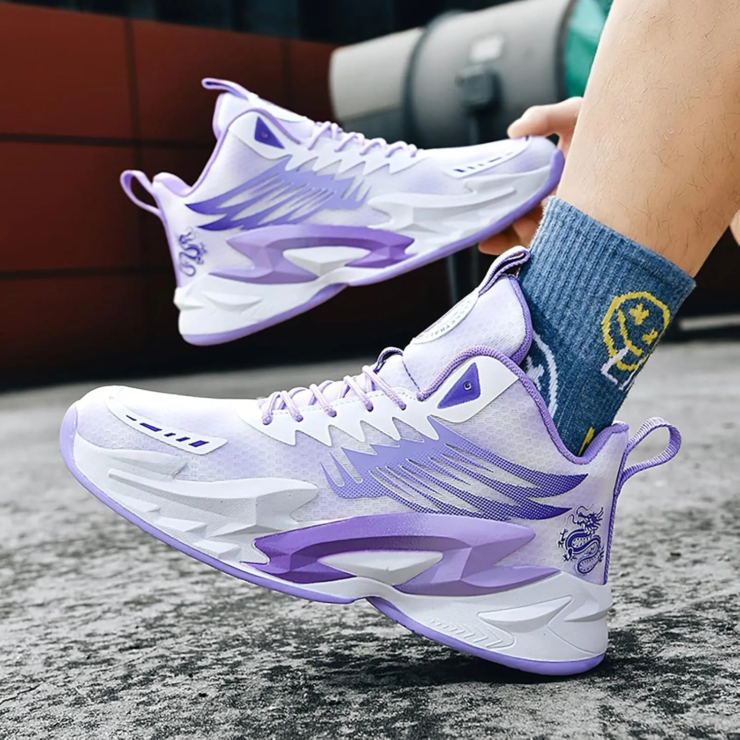 Unisex Basketball Shoes Anti Slip Wear-Resistant Breathable Fashionable Rubber Sole Training Boots