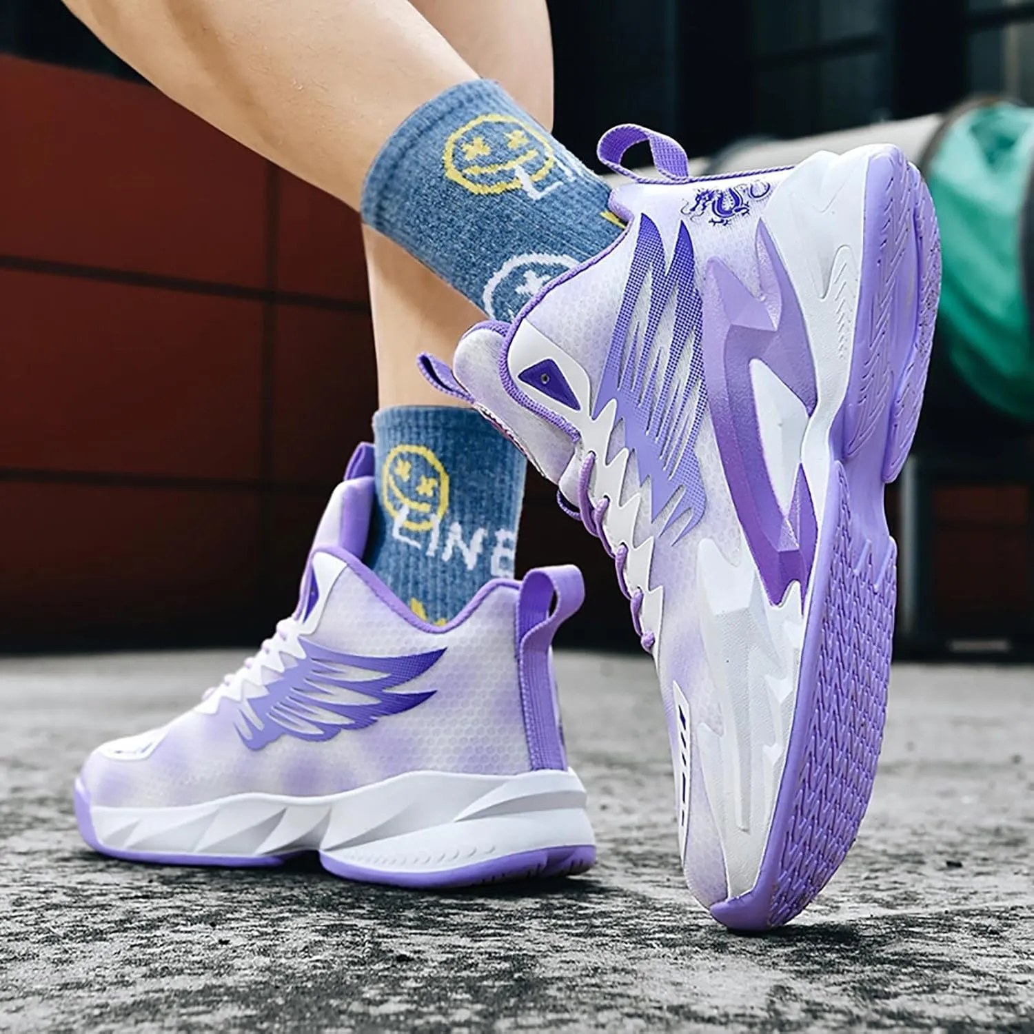 Unisex Basketball Shoes Anti Slip Wear-Resistant Breathable Fashionable Rubber Sole Training Boots