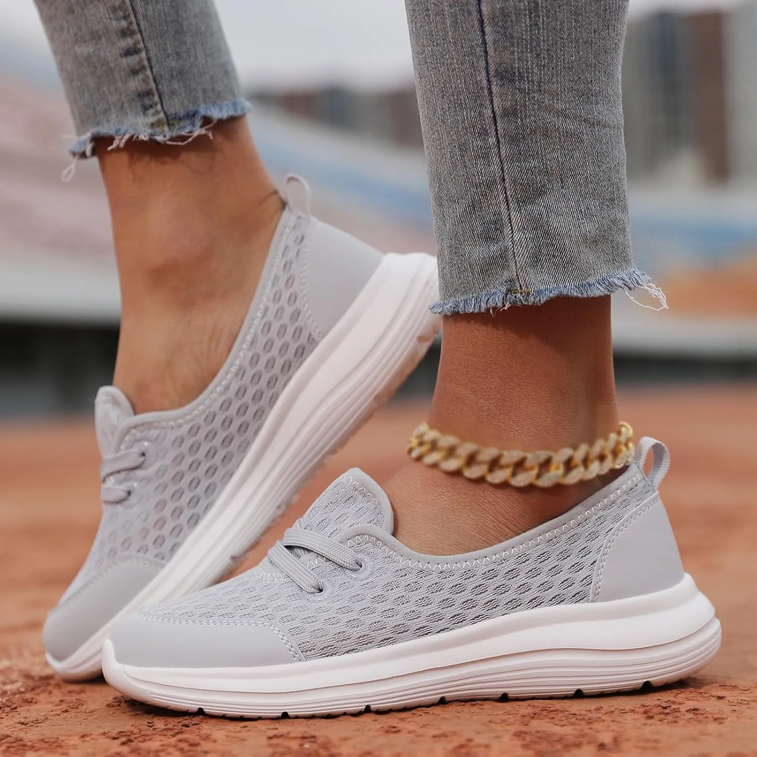 Walking Shoes for Women Soft Sole Mesh Comfort Orthopedic Shoes Breathable Slip-On Sneakers with Arch Support Lightweight Casual Non-Slip Sports Workout Gym Shoe for Daily Wear