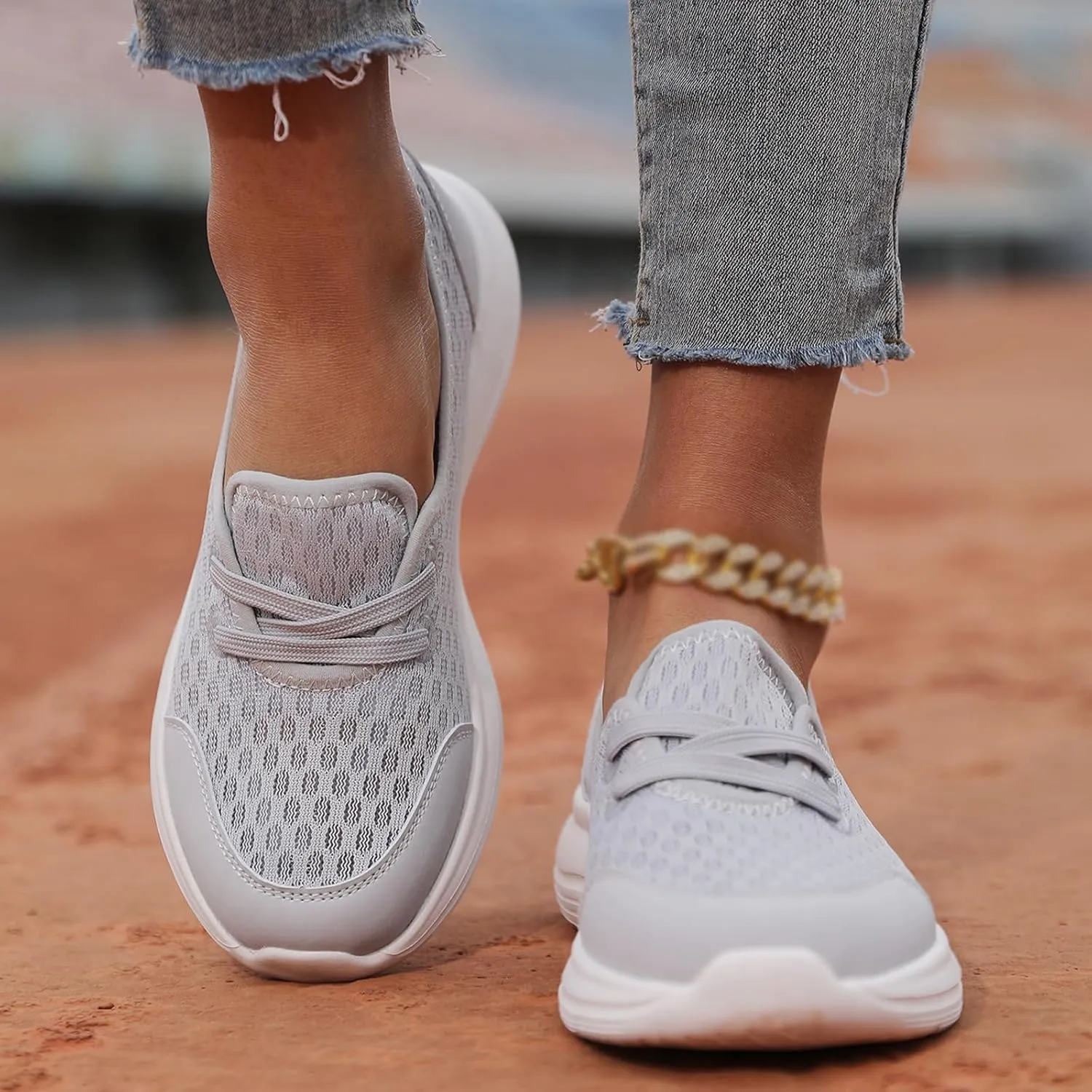 Walking Shoes for Women Soft Sole Mesh Comfort Orthopedic Shoes Breathable Slip-On Sneakers with Arch Support Lightweight Casual Non-Slip Sports Workout Gym Shoe for Daily Wear