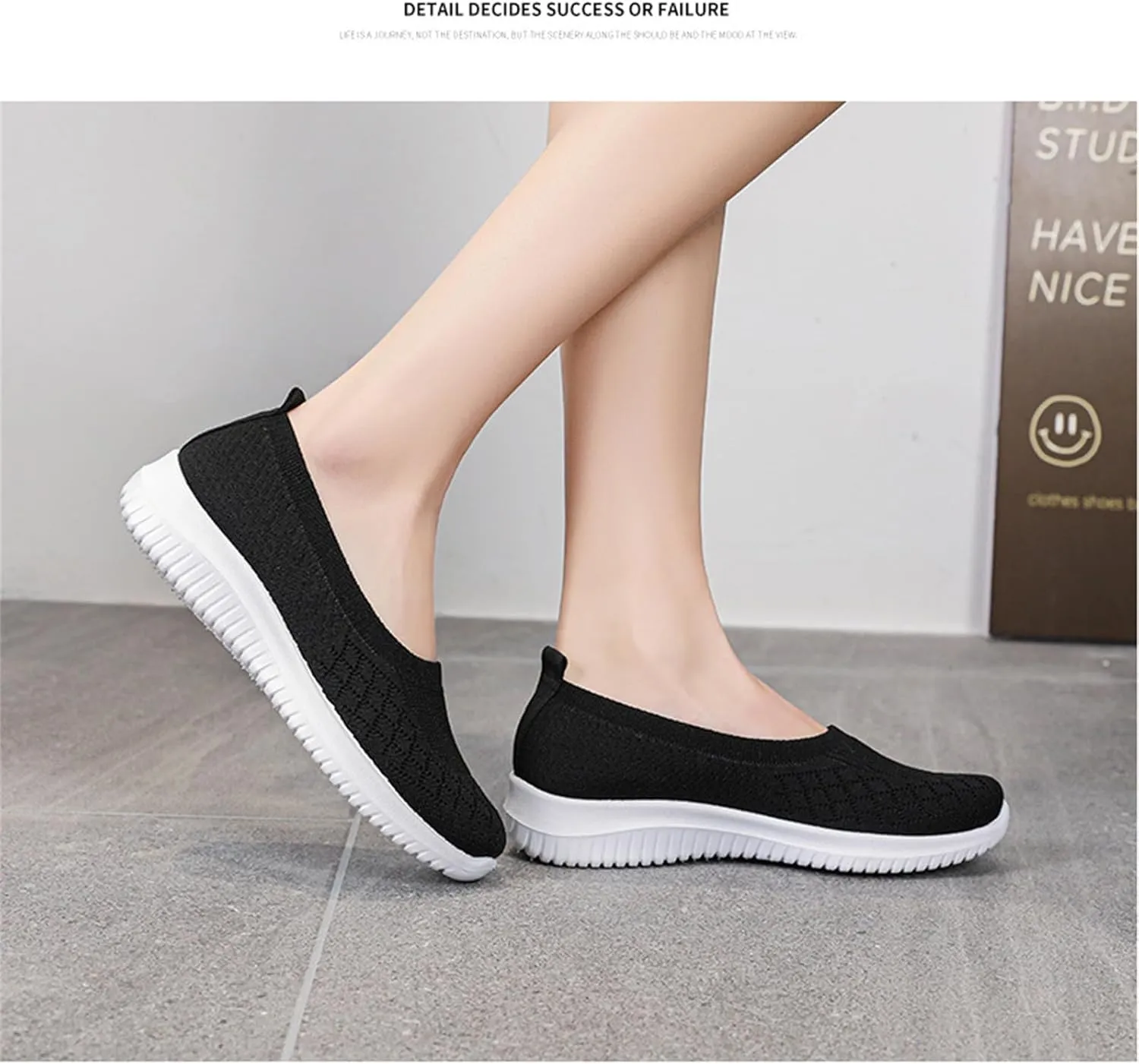 Walking Shoes for Women Summer Breathable Mesh Hollow Out Knitted Flats Casual Comfortable Slip On Soft Sole Sneakers Athletic Walking Sneakers with Arch Support