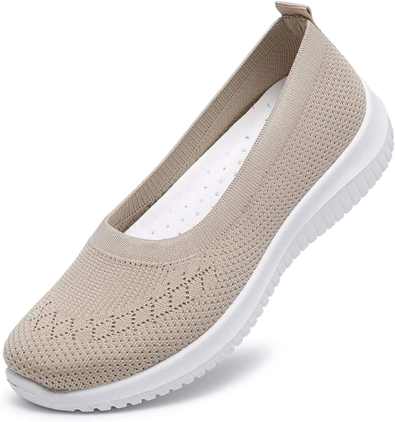 Walking Shoes for Women Summer Breathable Mesh Hollow Out Knitted Flats Casual Comfortable Slip On Soft Sole Sneakers Athletic Walking Sneakers with Arch Support