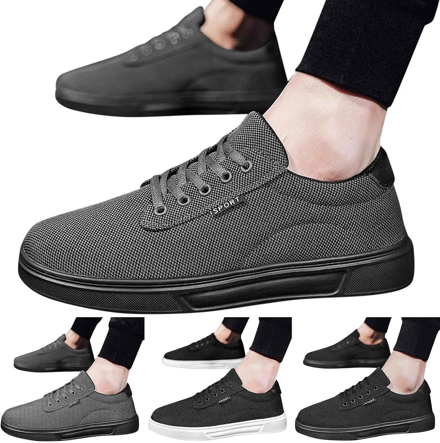 Walking Shoes Tennis Comfortable Men Casual Shoes Fashionable and Simple Solid Color New Pattern Flat Bottomed
