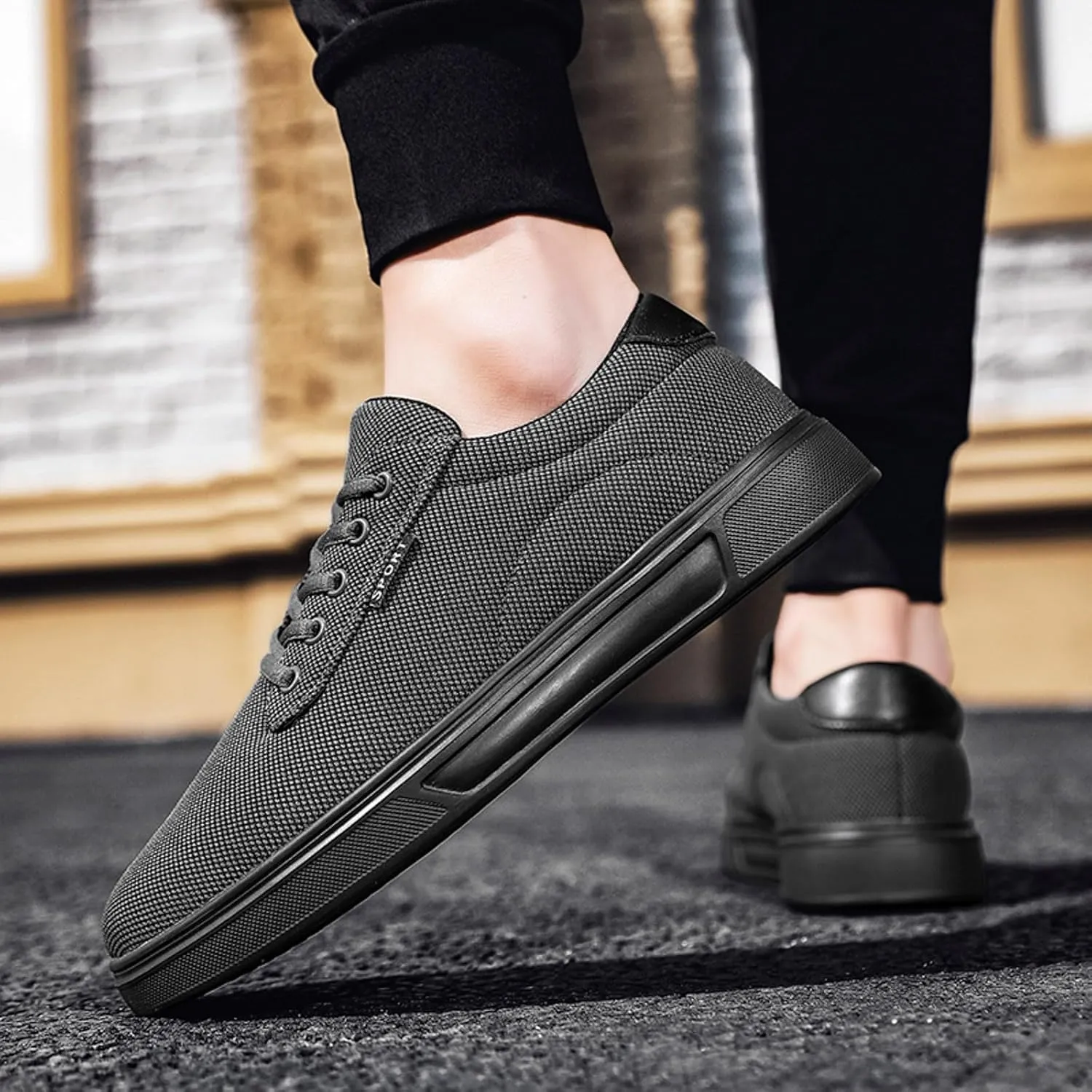 Walking Shoes Tennis Comfortable Men Casual Shoes Fashionable and Simple Solid Color New Pattern Flat Bottomed