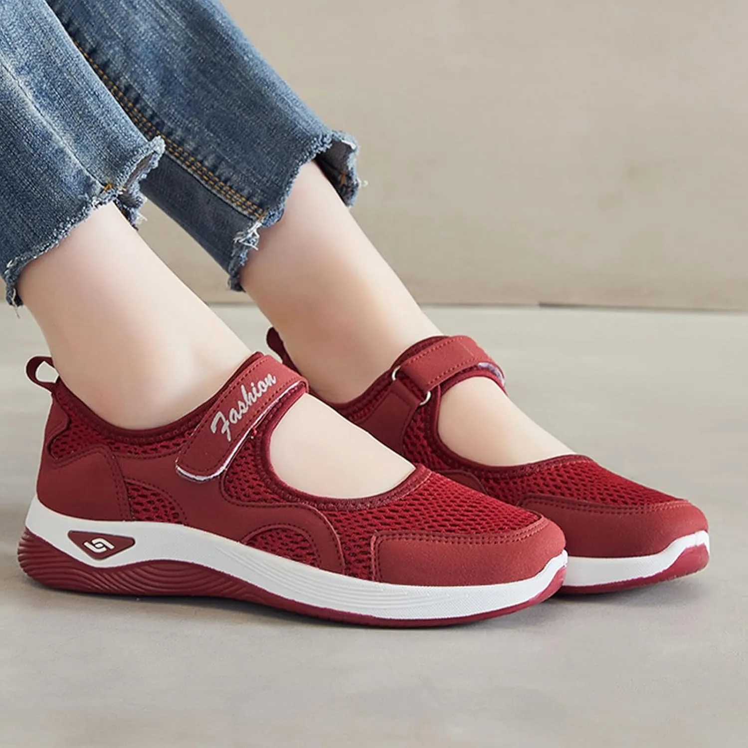 Walking Shoes Women Slip On Diabetic Foam Shoes Adjustable Working Nurse Shoe Lightweight Breathable Flat Outdoor Comfort Casual Fashion Sneakers with Arch Support