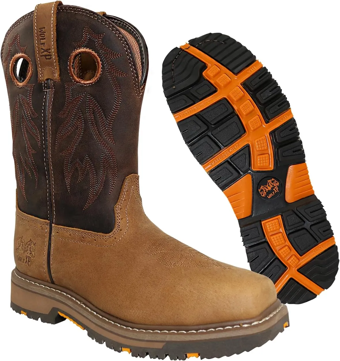 Wolf Leather Work Boots for Men - Slip Resistant, Insulated, Construction Mens Work Boots - Composite Toe