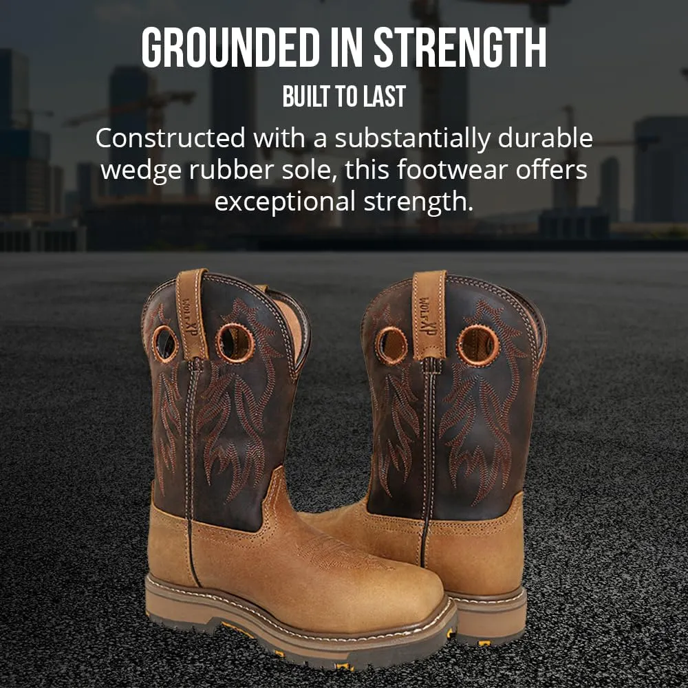 Wolf Leather Work Boots for Men - Slip Resistant, Insulated, Construction Mens Work Boots - Composite Toe
