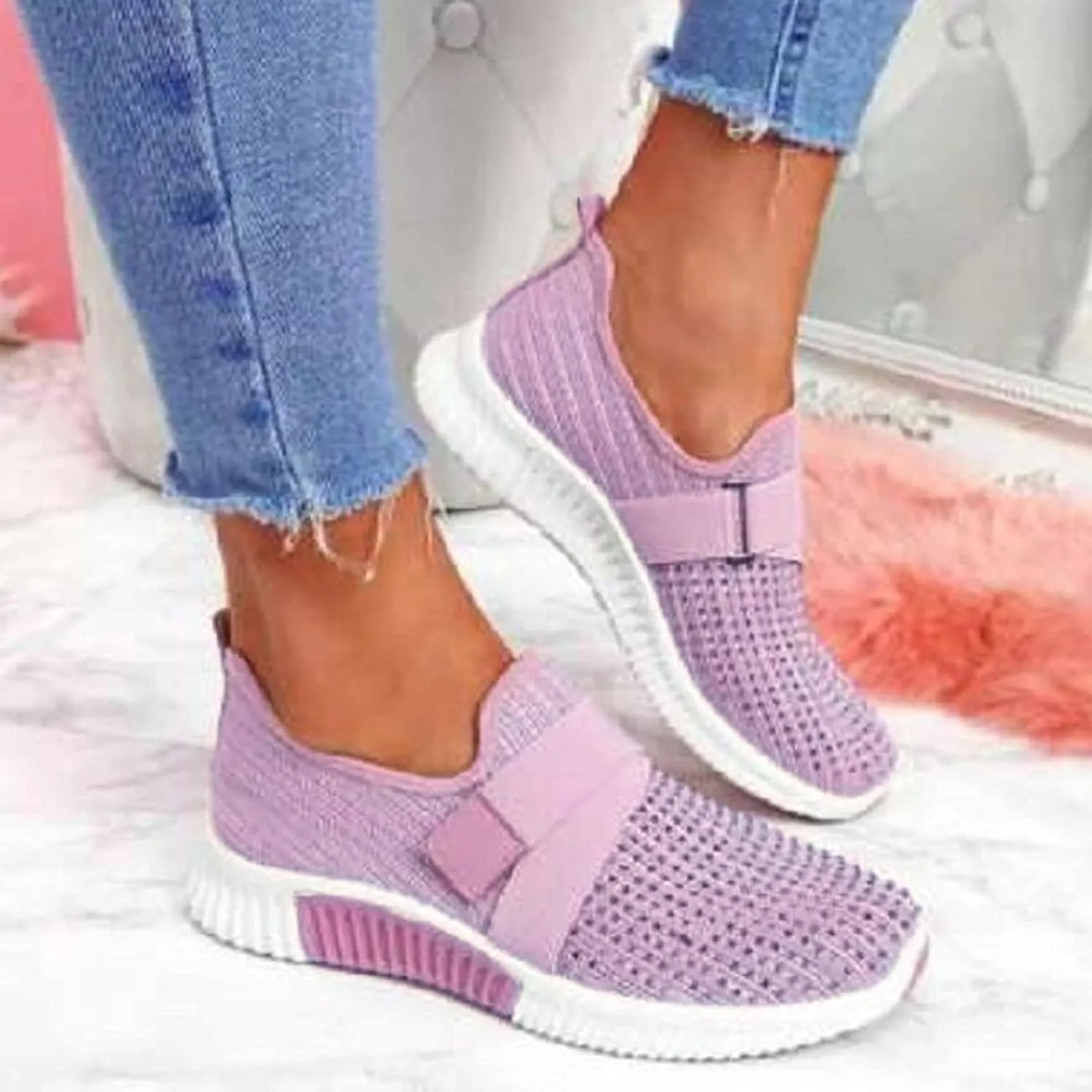 Womans Shoes Casual Breathable Tennis Shoes Work Shopping Travel Womens High Tops Breathable Mesh Walking Sneakers