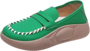 Women's Air-Cushion Orthopedic Shoes Comfort Round Toe Lightweight Soft Sole Walking Flats Casual Slip On Increase Height Platform Nurse Shoe with Arch Support