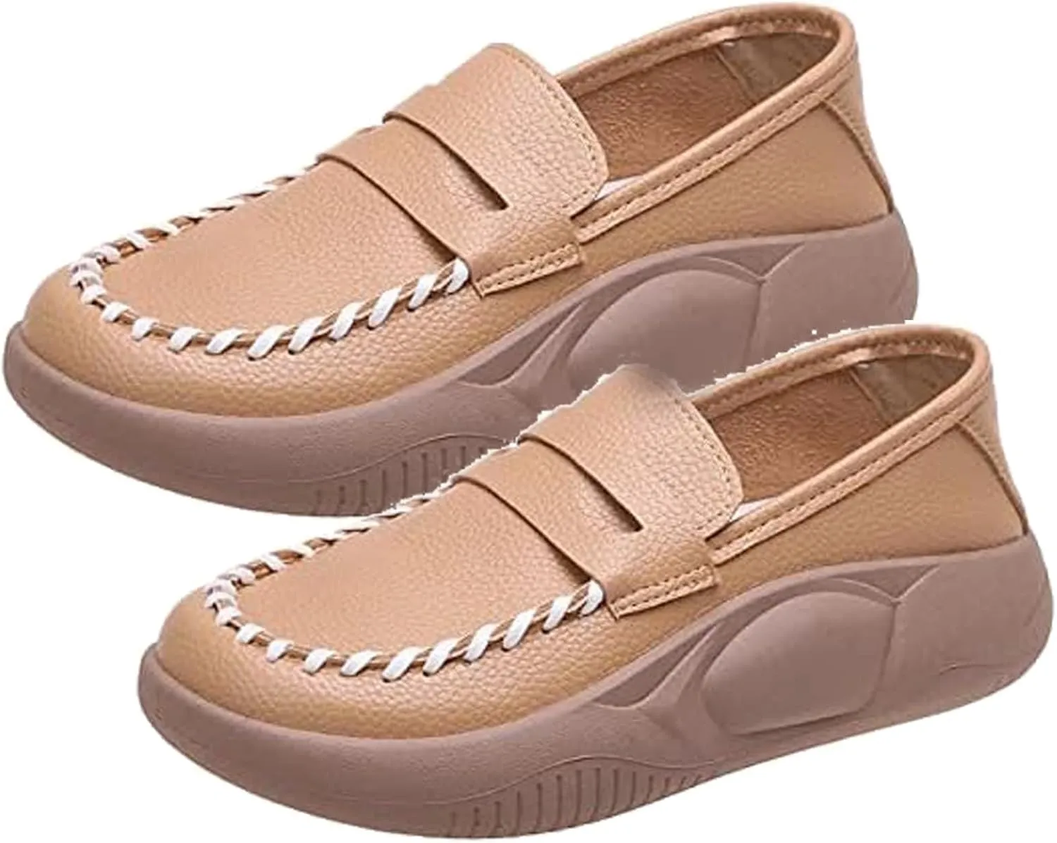 Women's Air-Cushion Orthopedic Shoes Comfort Round Toe Lightweight Soft Sole Walking Flats Casual Slip On Increase Height Platform Nurse Shoe with Arch Support