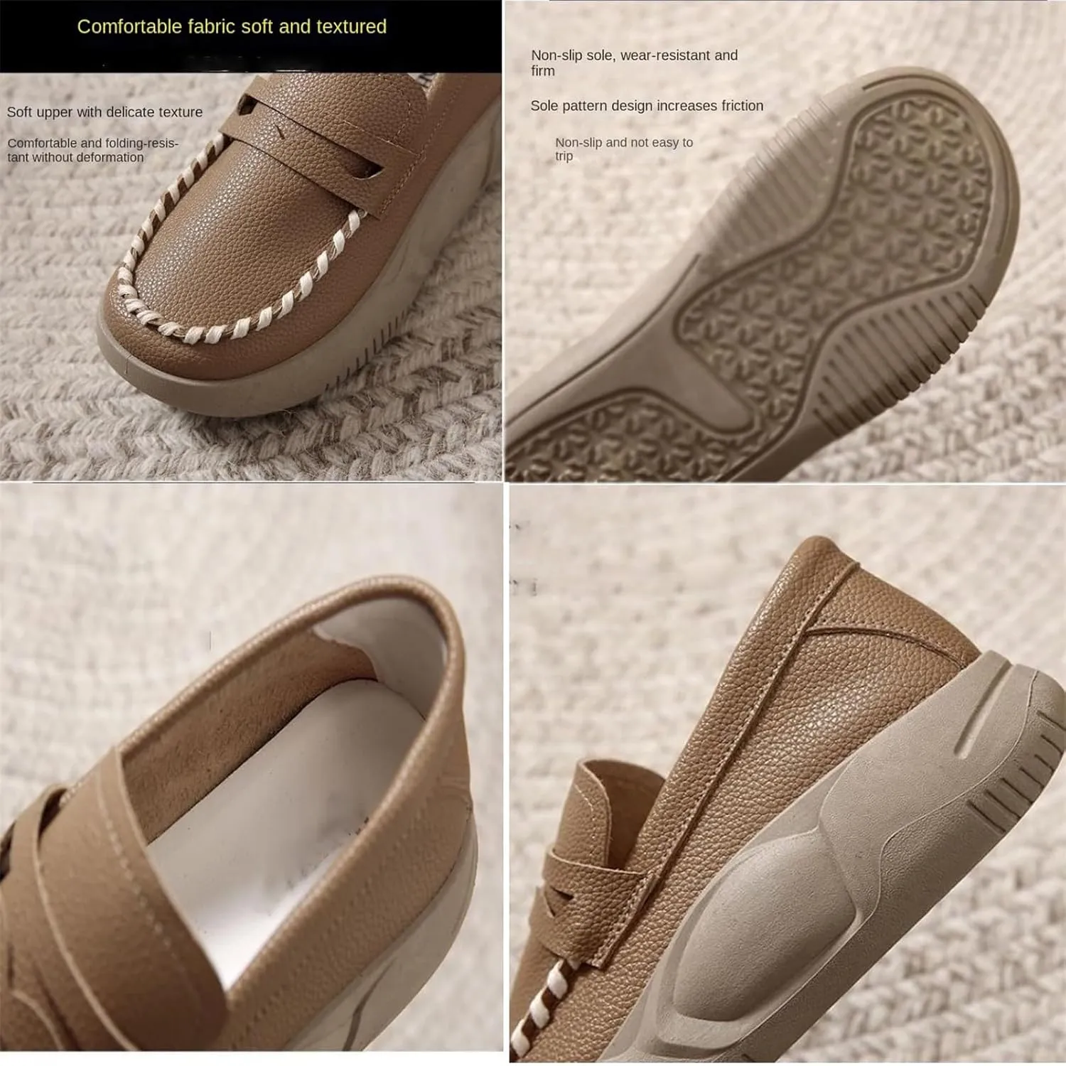 Women's Air-Cushion Orthopedic Shoes Comfort Round Toe Lightweight Soft Sole Walking Flats Casual Slip On Increase Height Platform Nurse Shoe with Arch Support