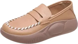 Women's Air-Cushion Orthopedic Shoes Comfort Round Toe Lightweight Soft Sole Walking Flats Casual Slip On Increase Height Platform Nurse Shoe with Arch Support