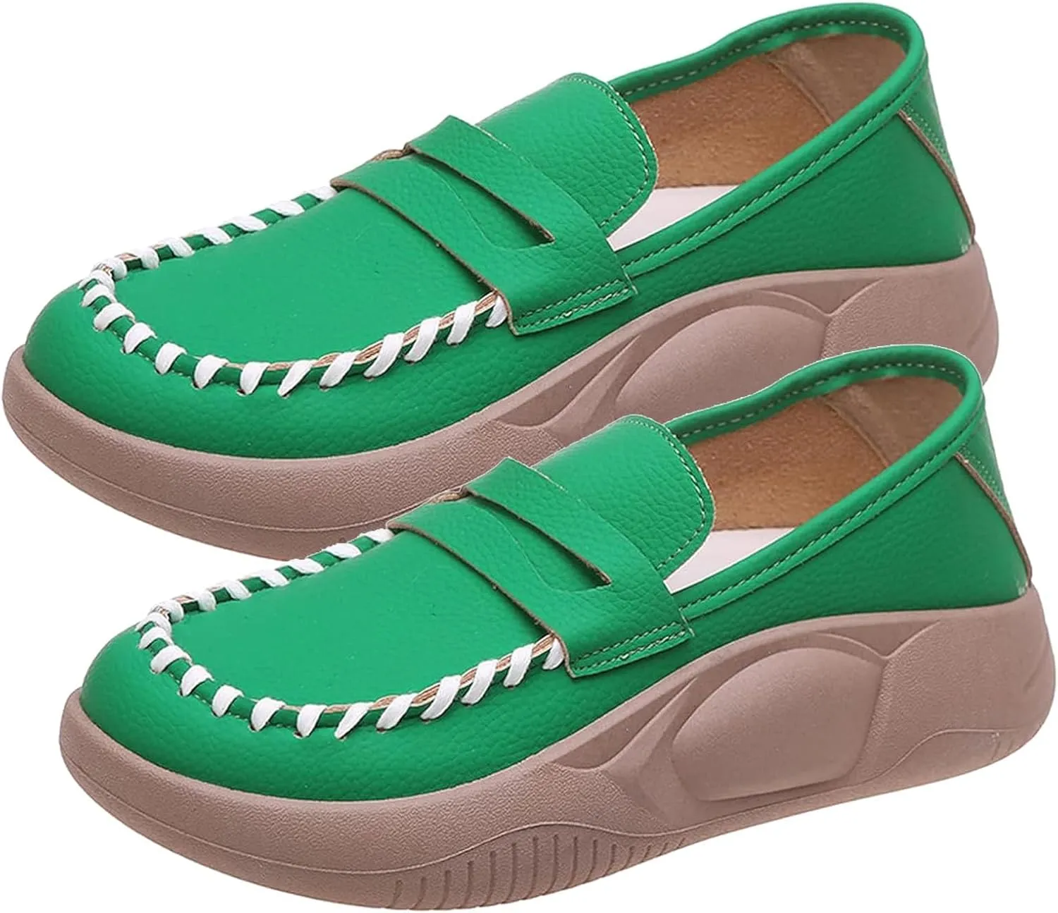 Women's Air-Cushion Orthopedic Shoes Comfort Round Toe Lightweight Soft Sole Walking Flats Casual Slip On Increase Height Platform Nurse Shoe with Arch Support