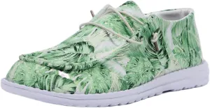 Women's Comfortable Boho Print Lace-up Loafers Wide Width Slip on Sneakers Orthopedic Women Boat Shoes Lightweight Arch Support Walking Shoes