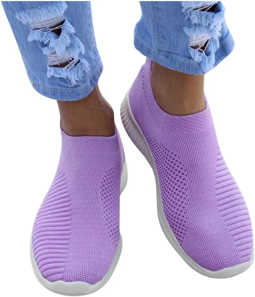 Women's Fashion Sneaker Mesh Slip On Black Non Slip Shoes for Women Comfortable Women Walking Shoes Loafers for Women 2024 High Top Sneakers for Men