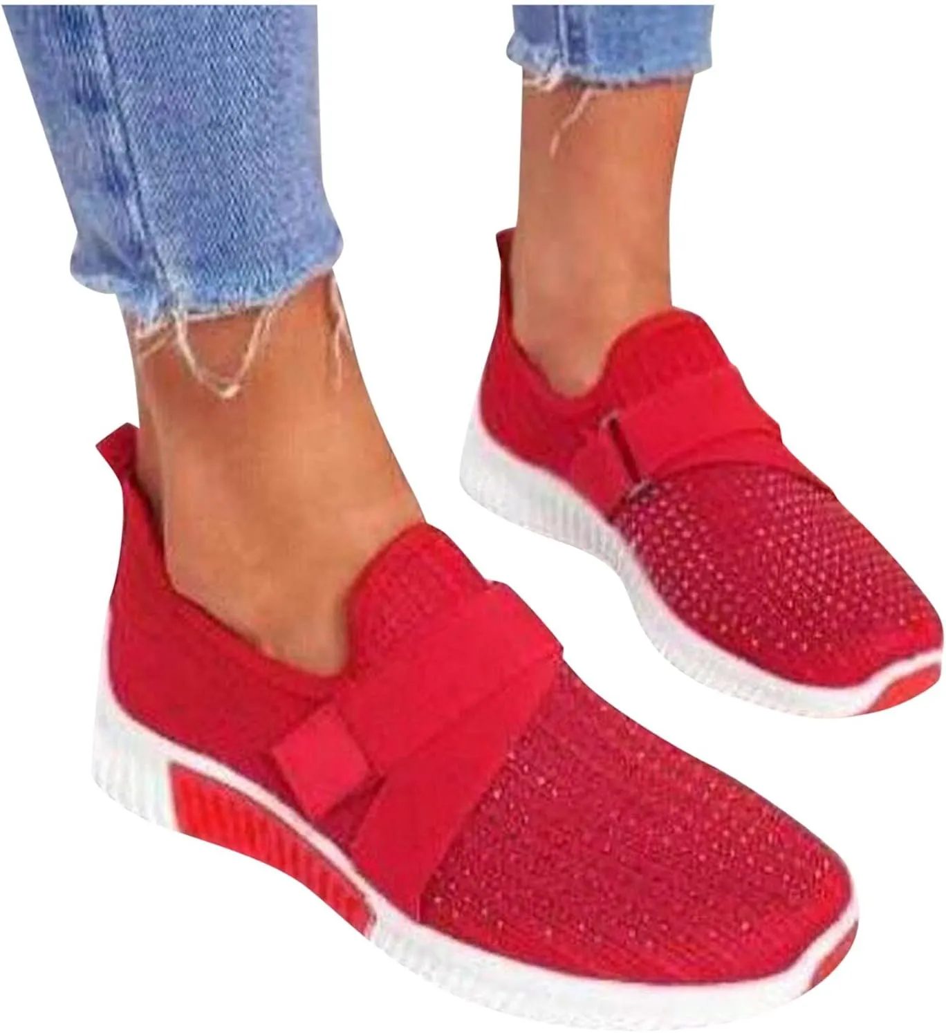 Women's Fashion Sneaker Mesh Slip On Black Non Slip Shoes for Women Comfortable Womens Running Shoes White Loafers Cute Sneakers for Women Trendy