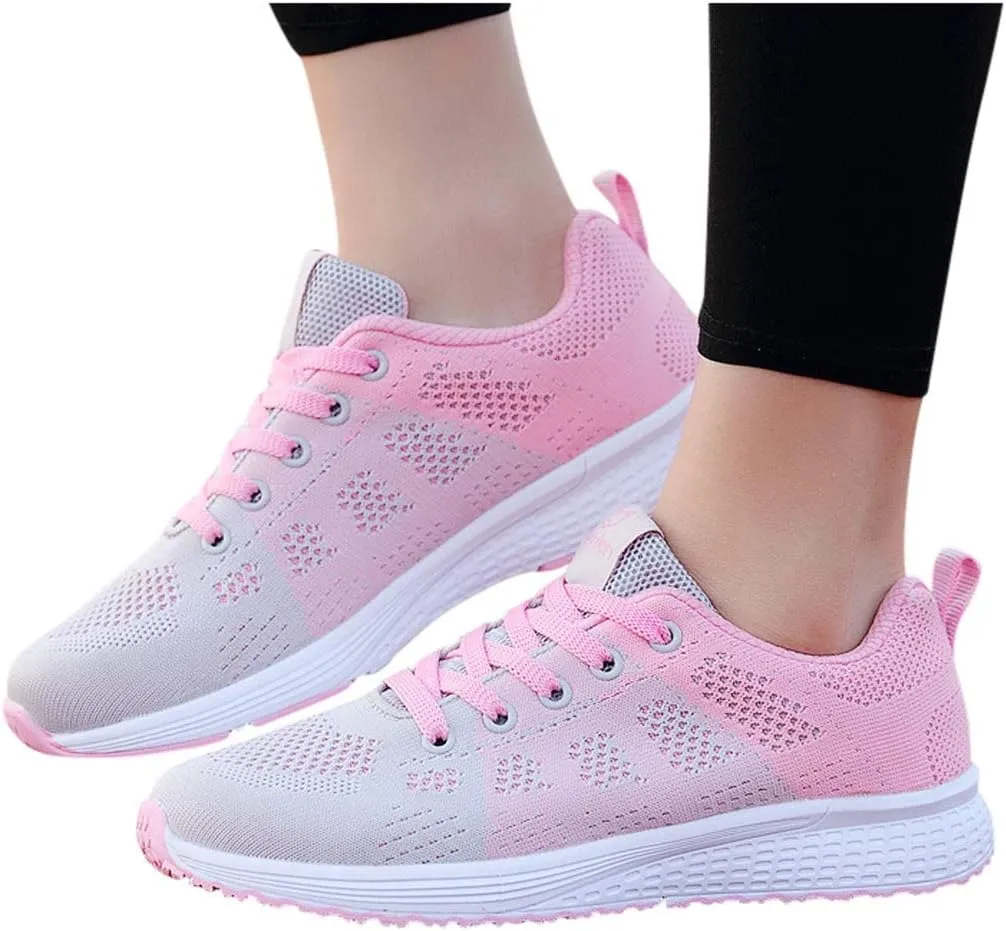 Women's Fashion Sneaker Non Slip Breathable Lightweight Comfortable Lace Up Running Shoes Mens Womens Loafer Shoes Black Platform Sneakers for Women