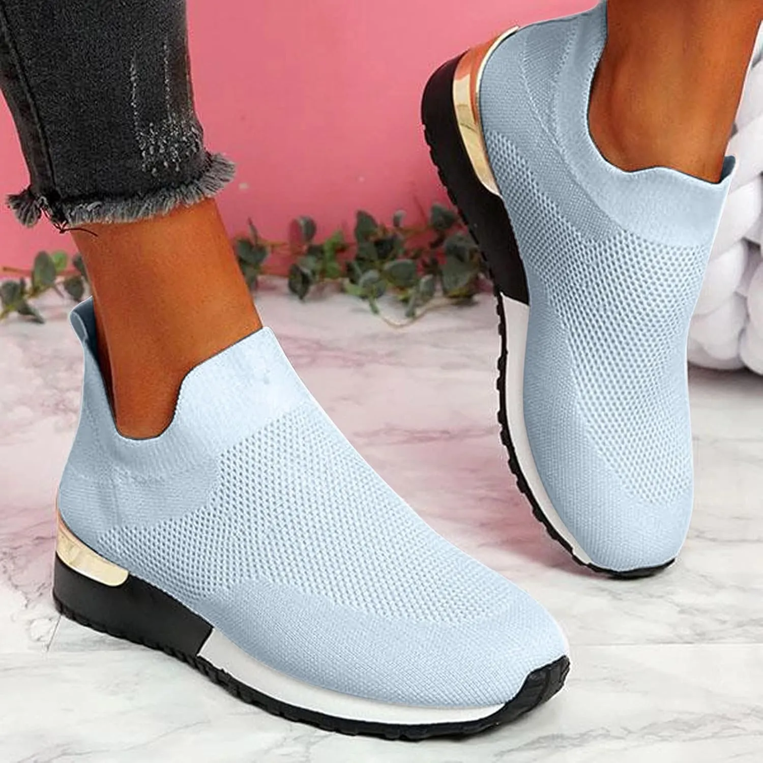Women's Fashion Sneaker Non Slip Breathable Lightweight Comfortable Lace Up Women's Running Shoes Women Slip On Loafers Dressy Sneakers for Women