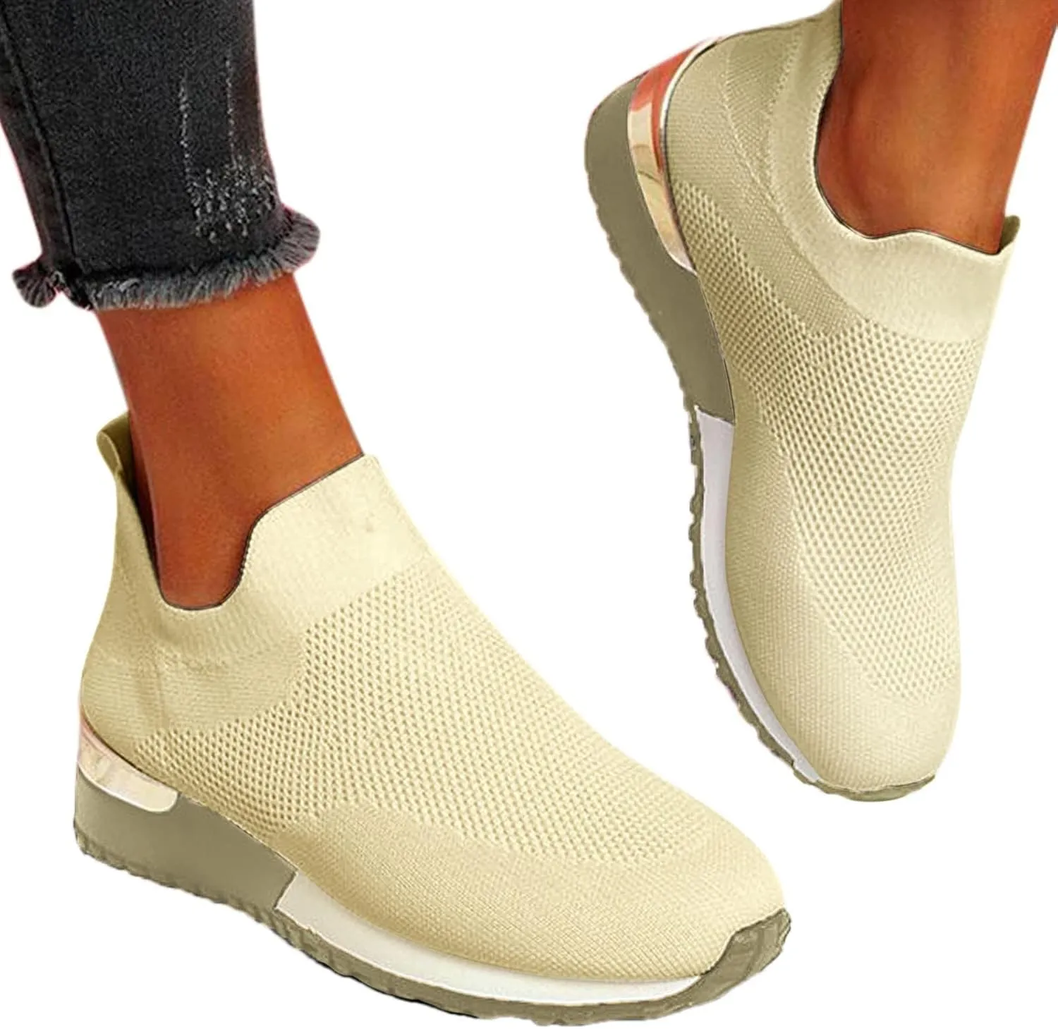 Women's Fashion Sneaker Non Slip Breathable Lightweight Comfortable Lace Up Women's Running Shoes Women Slip On Loafers Dressy Sneakers for Women