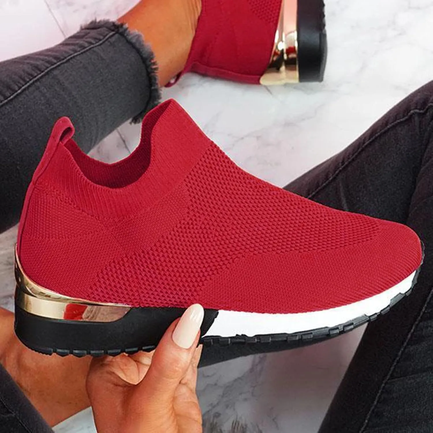 Women's Fashion Sneaker Non Slip Breathable Lightweight Comfortable Lace Up Women's Running Shoes Women Slip On Loafers Dressy Sneakers for Women