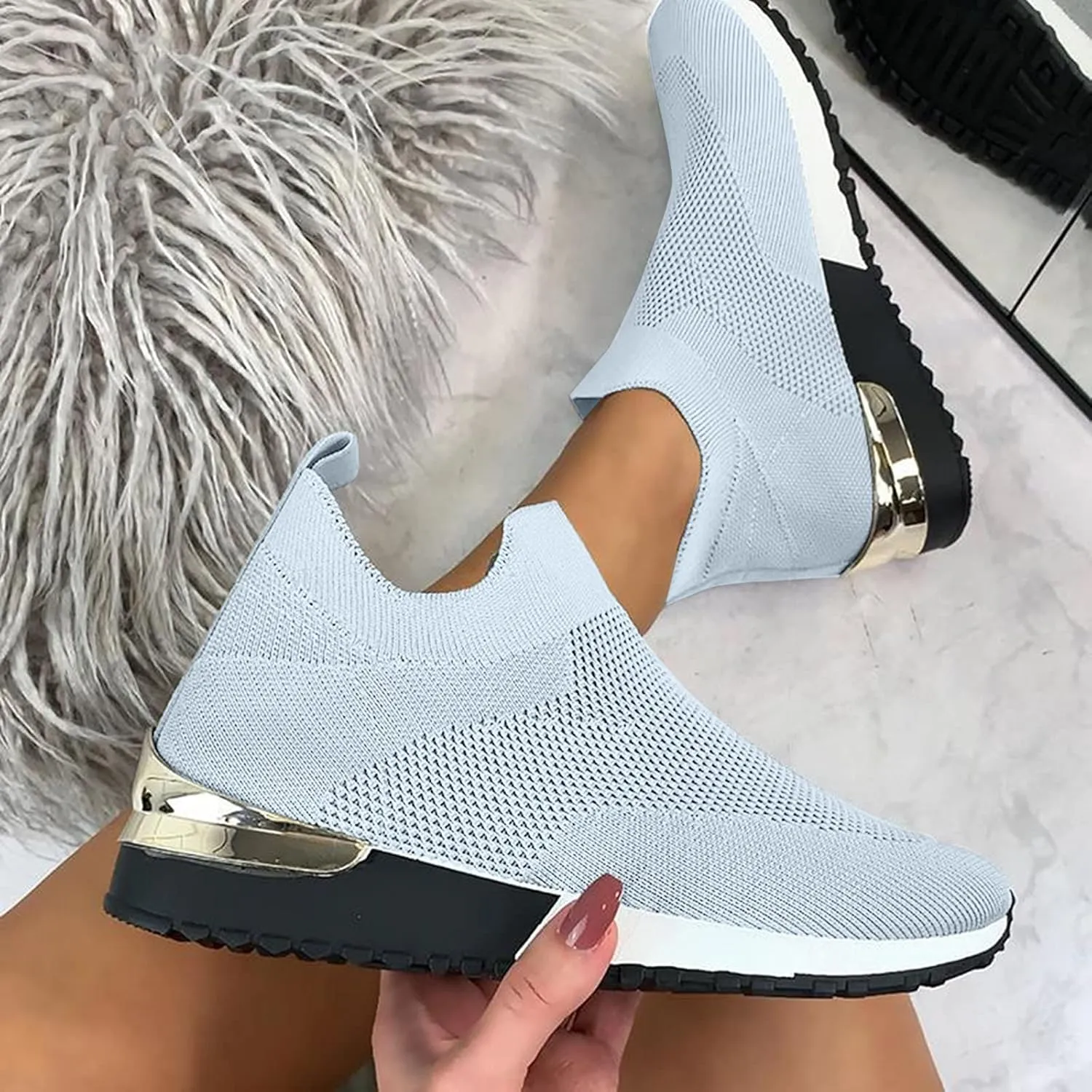 Women's Fashion Sneaker Non Slip Breathable Lightweight Comfortable Lace Up Women's Running Shoes Women Slip On Loafers Dressy Sneakers for Women