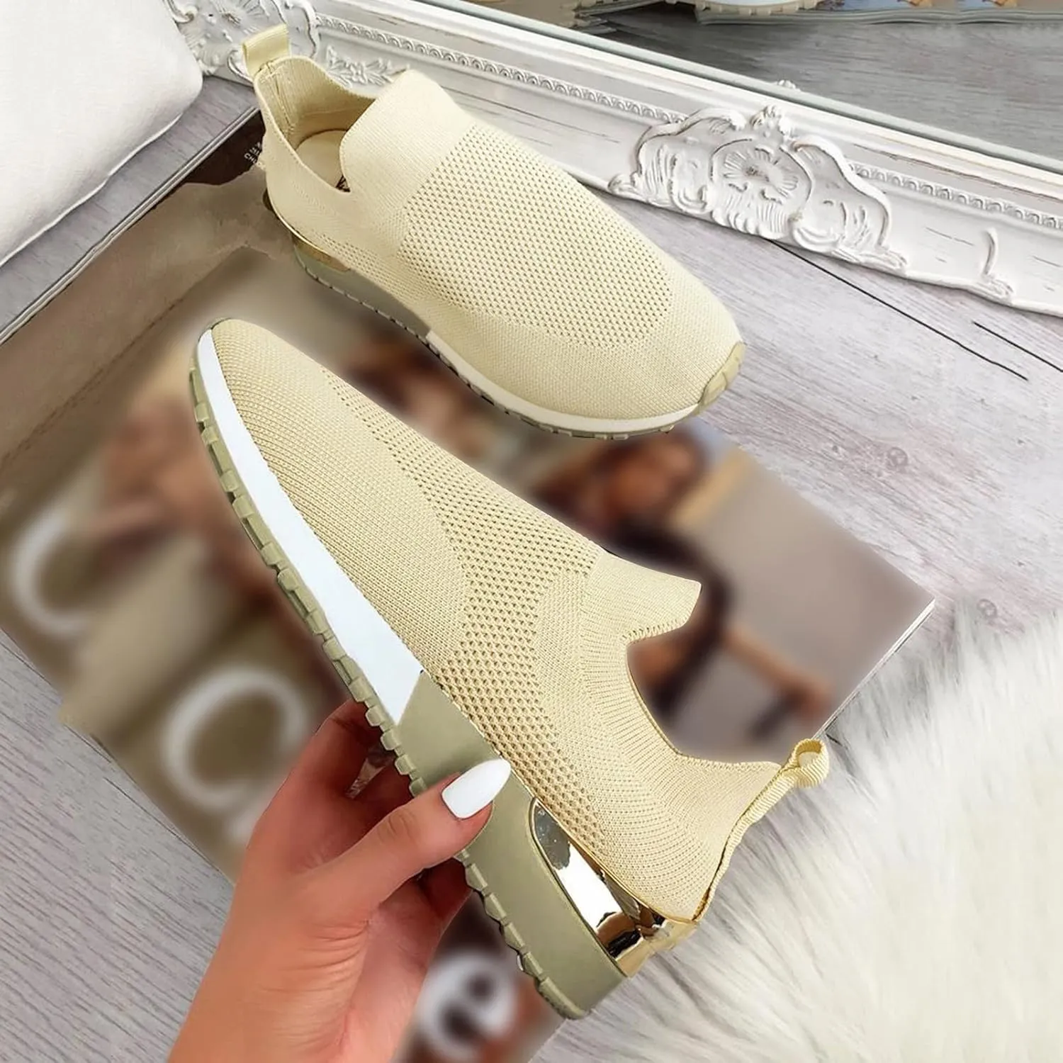 Women's Fashion Sneaker Non Slip Breathable Lightweight Comfortable Lace Up Women's Running Shoes Women Slip On Loafers Dressy Sneakers for Women