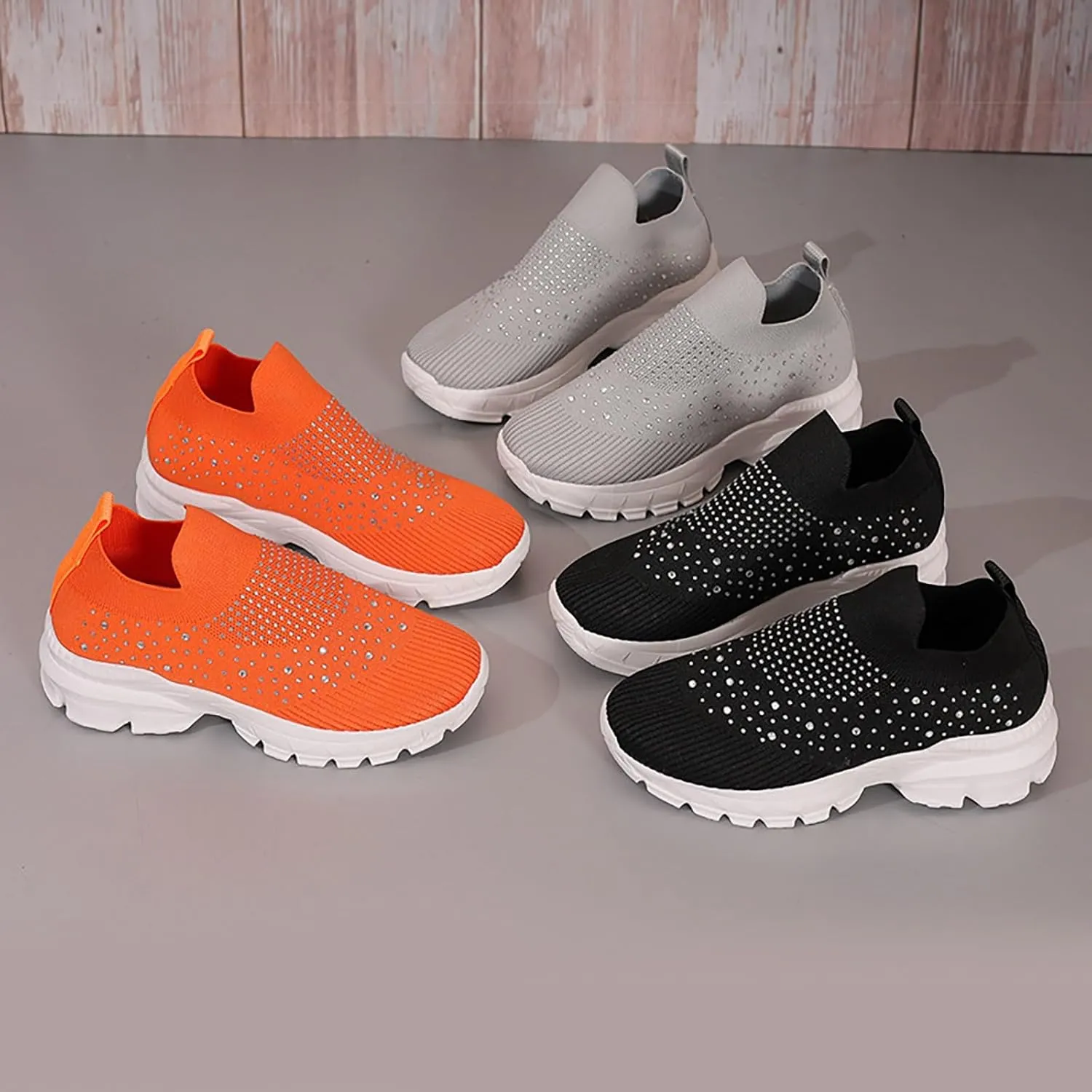 Women's Fashion Sneaker Non Slip Lace Up Comfort Women's Work or Walking Sneakers Fashion Tennis Shoes for Women Loafers Platform Ladies Slip On Sneakers