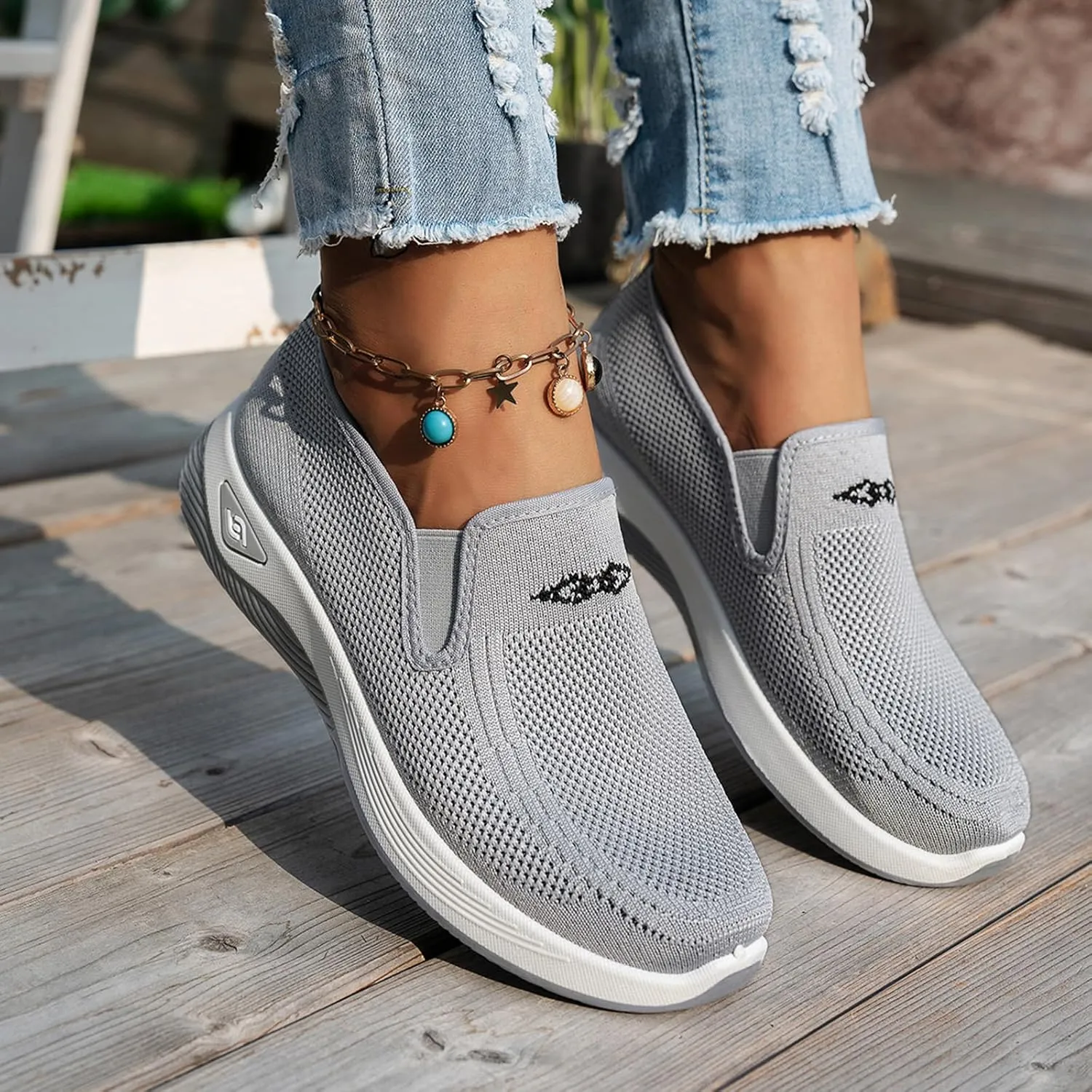 Women's Orthopedic Breathable Shoes Summer Comfortable Woven Slip-On Sneakers Fashion Lightweight Mesh Hollow Out Soft Sole Walking Shoes with Arch Support