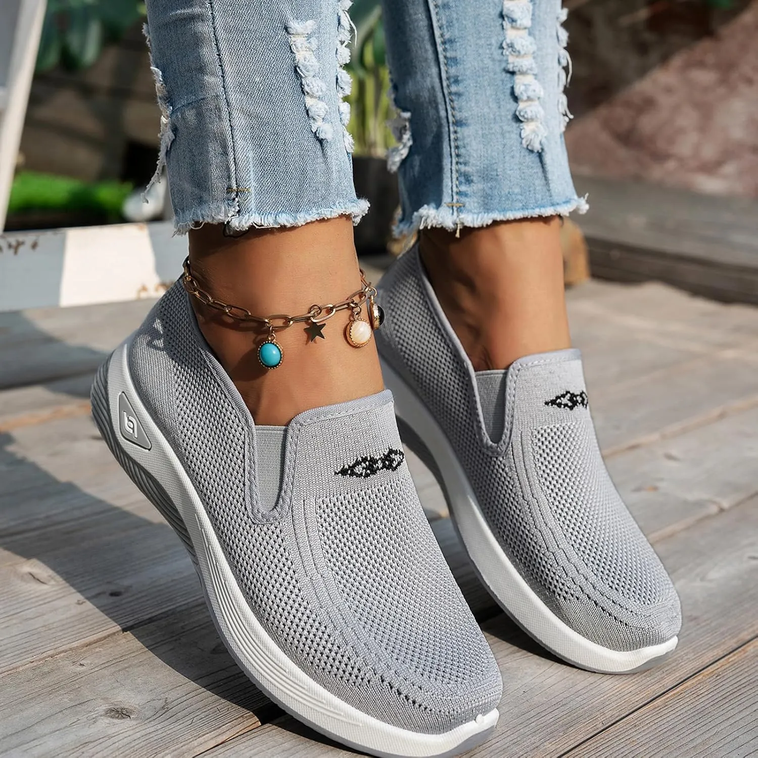 Women's Orthopedic Breathable Shoes Summer Comfortable Woven Slip-On Sneakers Fashion Lightweight Mesh Hollow Out Soft Sole Walking Shoes with Arch Support