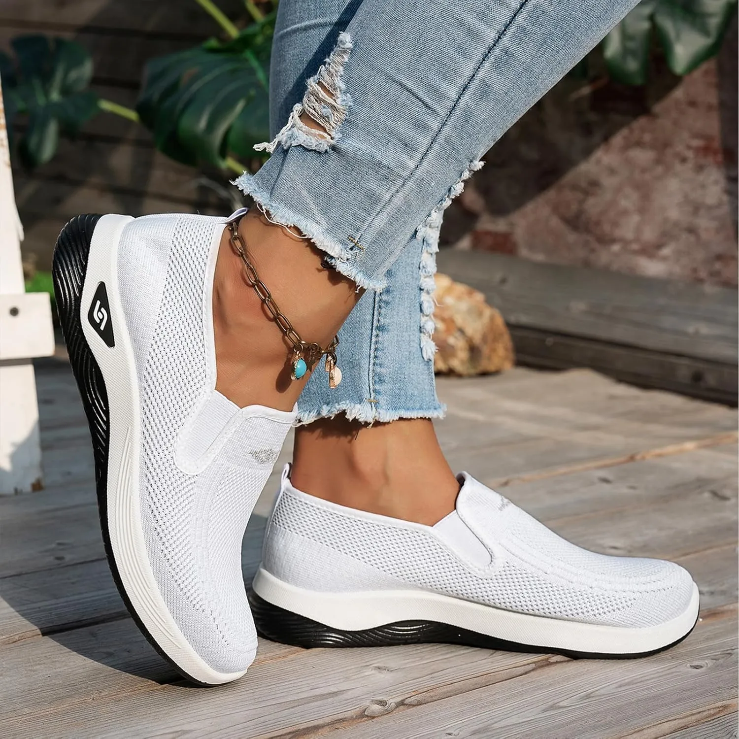 Women's Orthopedic Breathable Shoes Summer Comfortable Woven Slip-On Sneakers Fashion Lightweight Mesh Hollow Out Soft Sole Walking Shoes with Arch Support