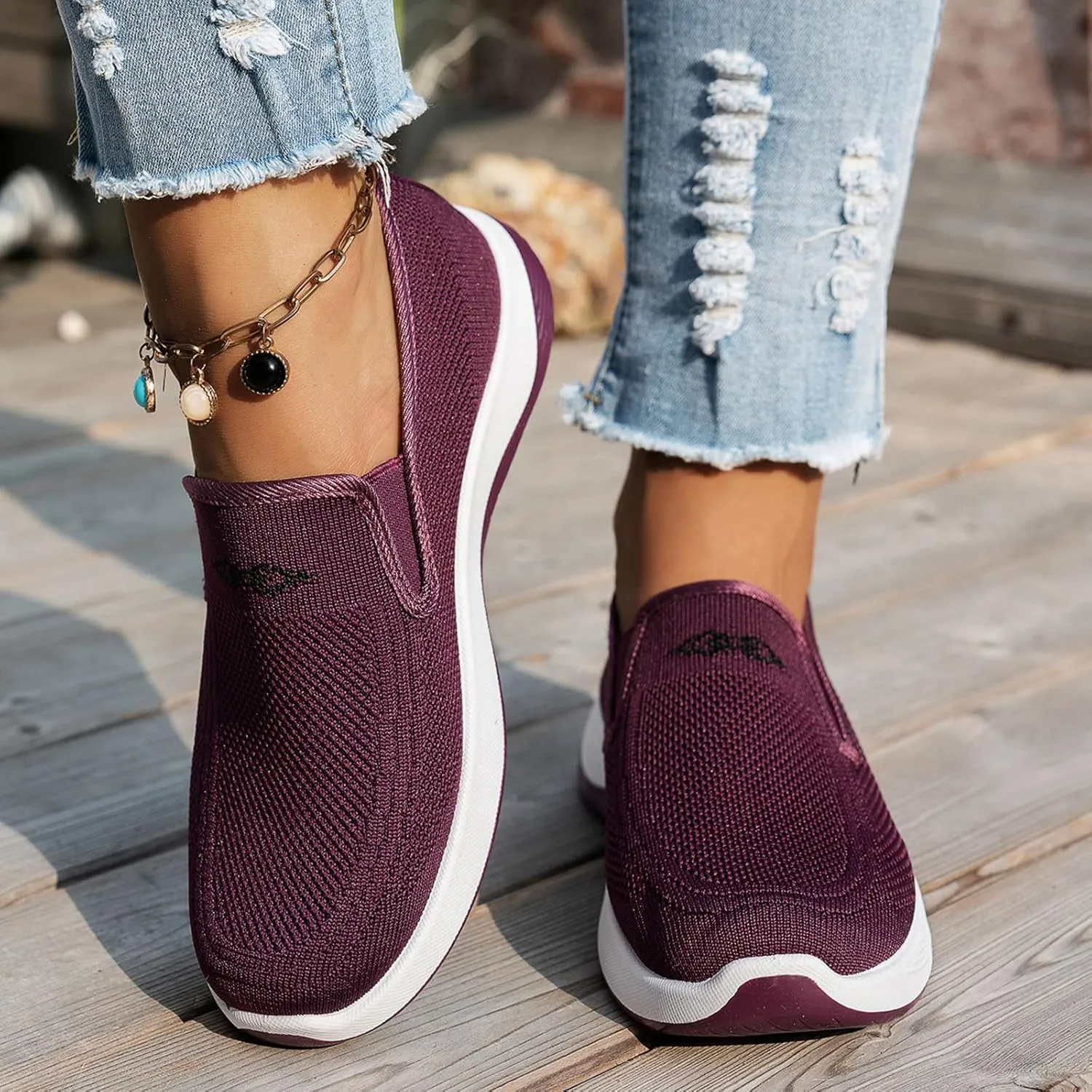Women's Orthopedic Breathable Shoes Summer Comfortable Woven Slip-On Sneakers Fashion Lightweight Mesh Hollow Out Soft Sole Walking Shoes with Arch Support