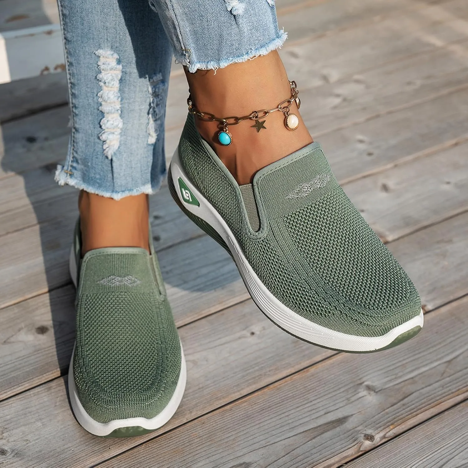 Women's Orthopedic Breathable Shoes Summer Comfortable Woven Slip-On Sneakers Fashion Lightweight Mesh Hollow Out Soft Sole Walking Shoes with Arch Support