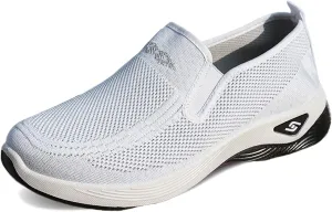 Women's Orthopedic Breathable Shoes Summer Comfortable Woven Slip-On Sneakers Fashion Lightweight Mesh Hollow Out Soft Sole Walking Shoes with Arch Support